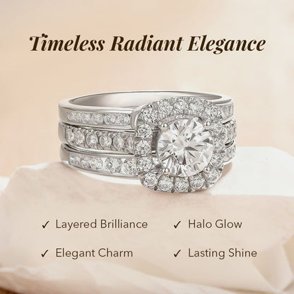 Cubic Zirconia Three-Row Eternity Ring