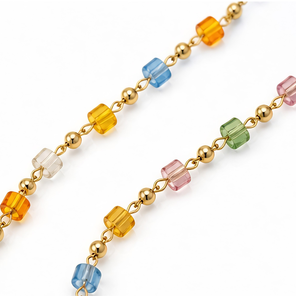 Rainbow Gem Cross Pendant Necklace