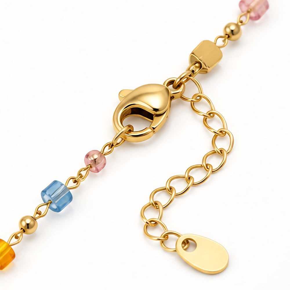 Rainbow Gem Cross Pendant Necklace