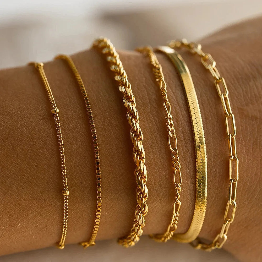 6-Piece Layered Fashion Bracelet Set