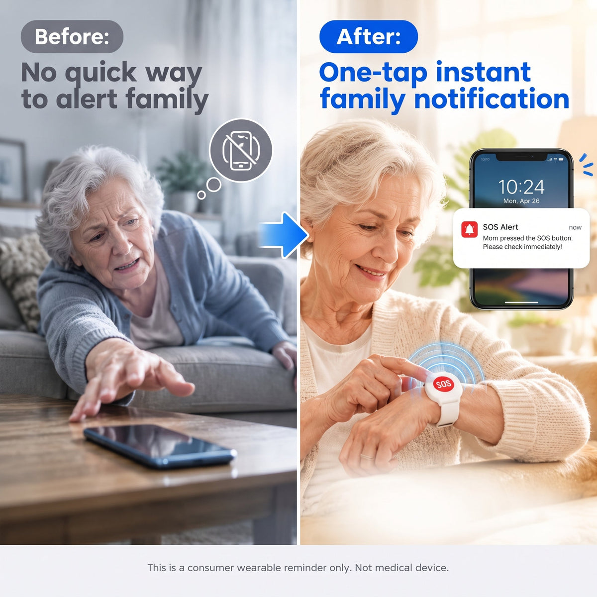 Wi-Fi SOS Alert Wrist Button