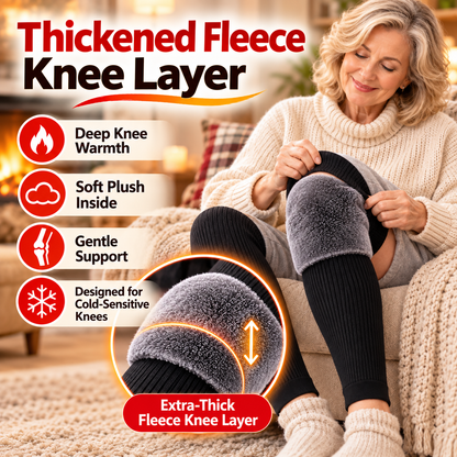 Plush-Lined Long Knee Warmers in Black or Gray