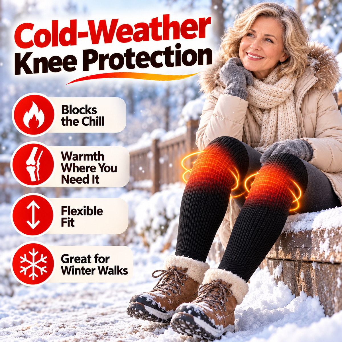 Plush-Lined Long Knee Warmers in Black or Gray