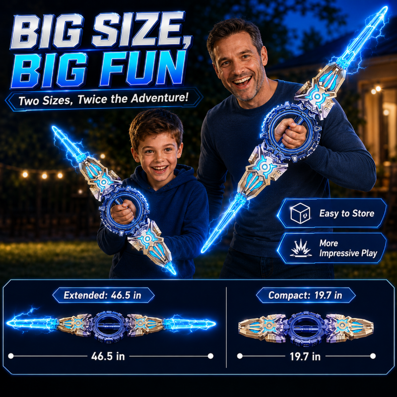 Rotating Light-Up Toy Sword with USB-C Charging Cable