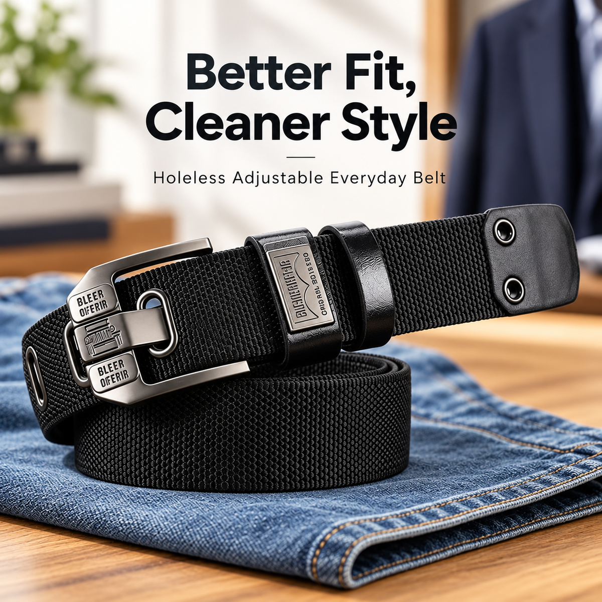 Holeless Canvas Belt with Metal Buckle for Everyday Wear
