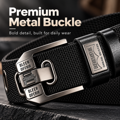 Holeless Canvas Belt with Metal Buckle for Everyday Wear