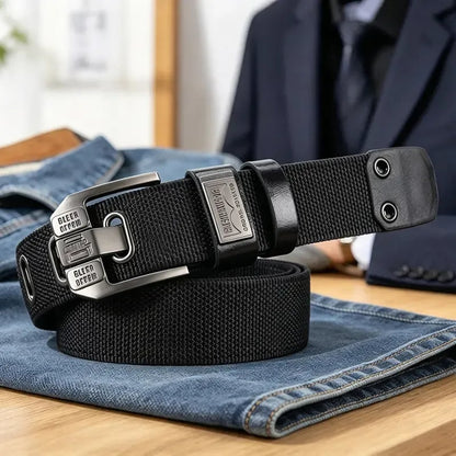 Holeless Canvas Belt with Metal Buckle for Everyday Wear