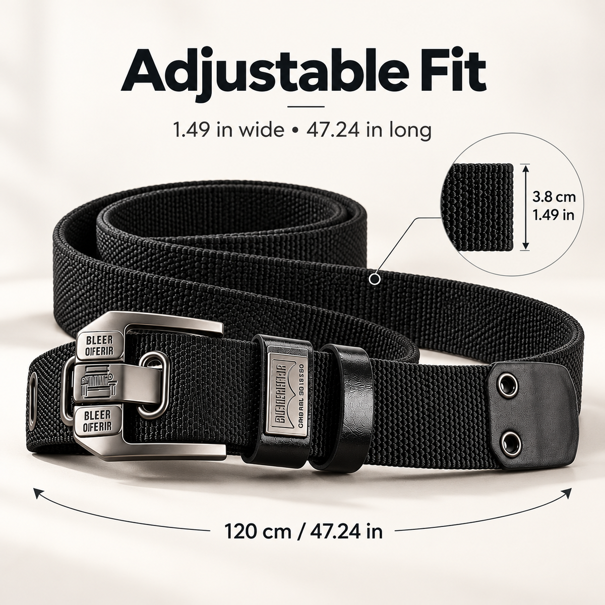 Holeless Canvas Belt with Metal Buckle for Everyday Wear