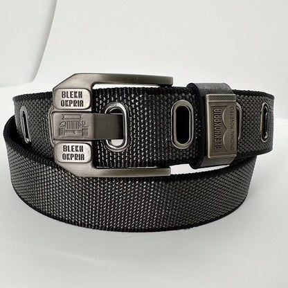 Holeless Canvas Belt with Metal Buckle for Everyday Wear
