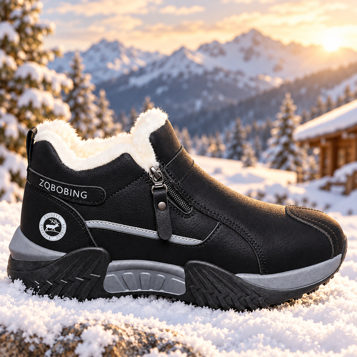 Fleece-Lined Side-Zip Winter Ankle Boots