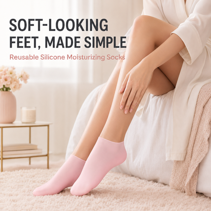Reusable Silicone Foot-Care Socks for Moisturizing Routines, 2 Pairs