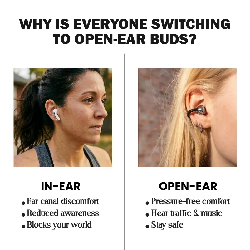 Q10 Dual-Style Bluetooth Earbuds with In-Ear and Clip-On Pairs