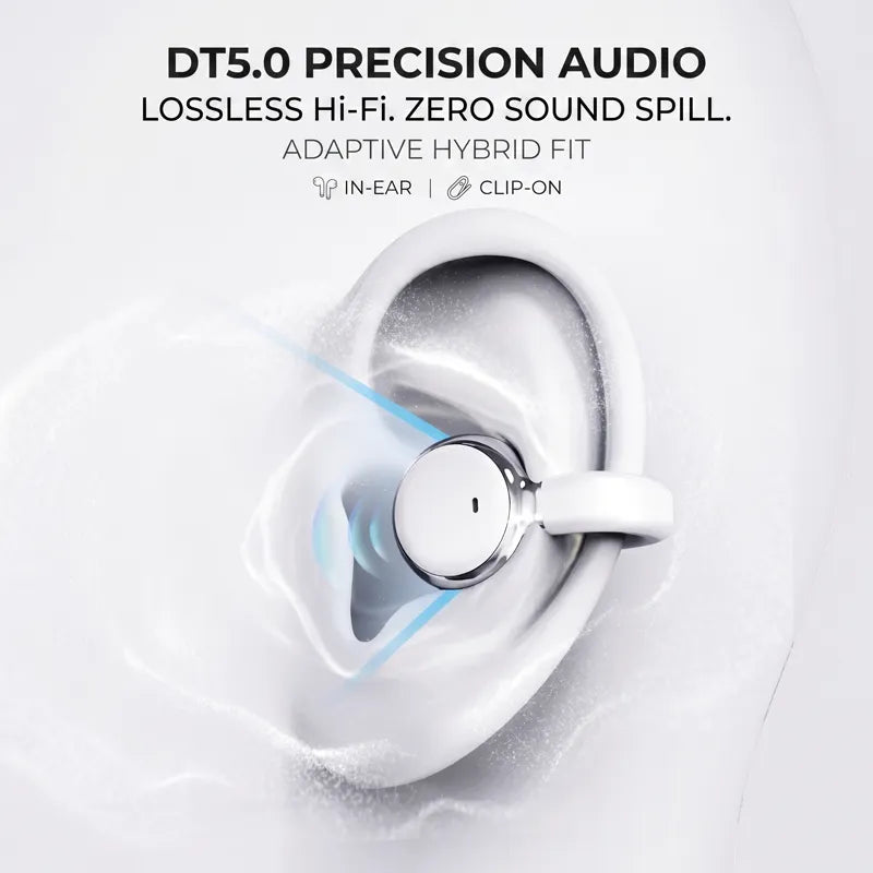 Q10 Dual-Style Bluetooth Earbuds with In-Ear and Clip-On Pairs