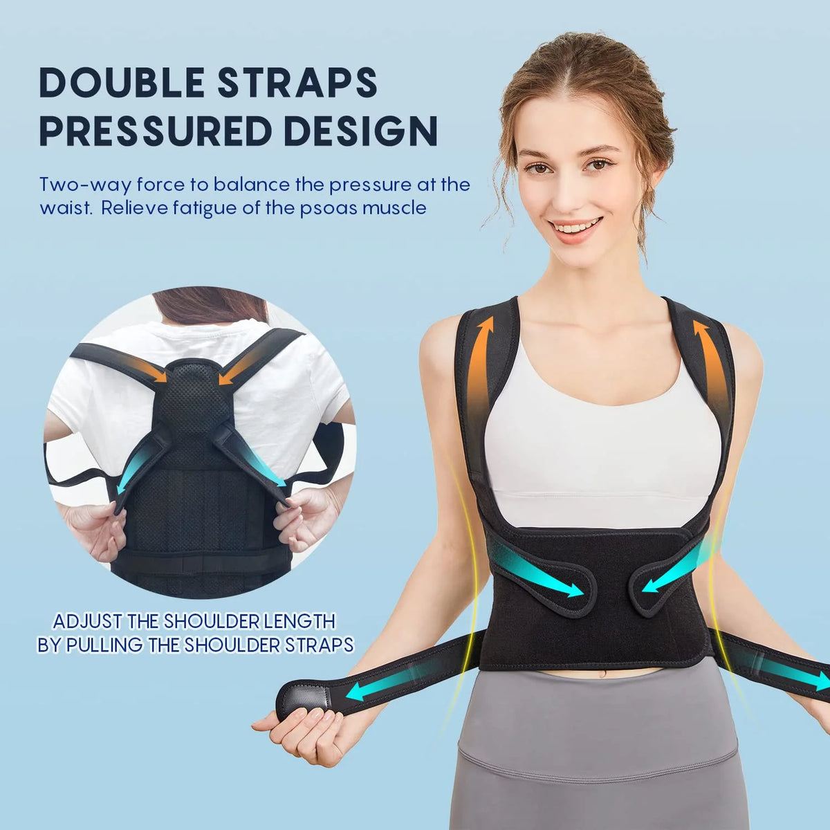 Adjustable Cross-Strap Back Support for Posture Awareness