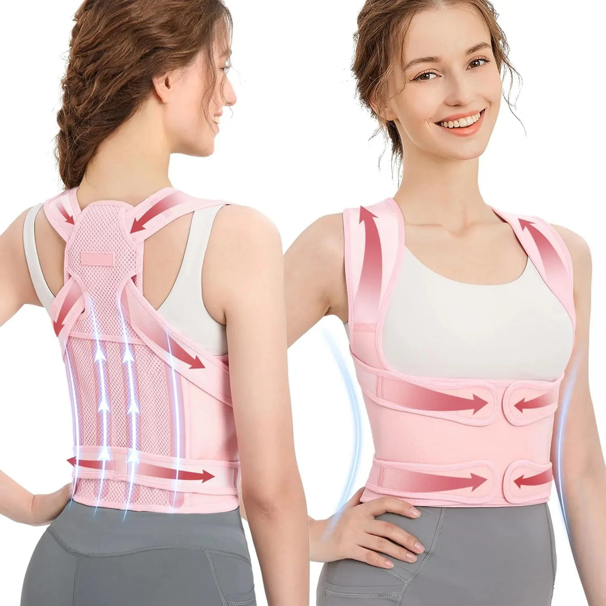 Adjustable Cross-Strap Back Support for Posture Awareness