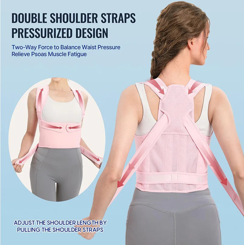 Adjustable Cross-Strap Back Support for Posture Awareness