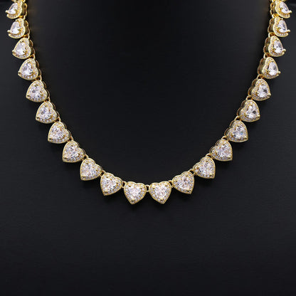 Rhinestone Hearts Necklace & Bracelet Set