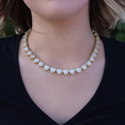 Rhinestone Hearts Necklace & Bracelet Set