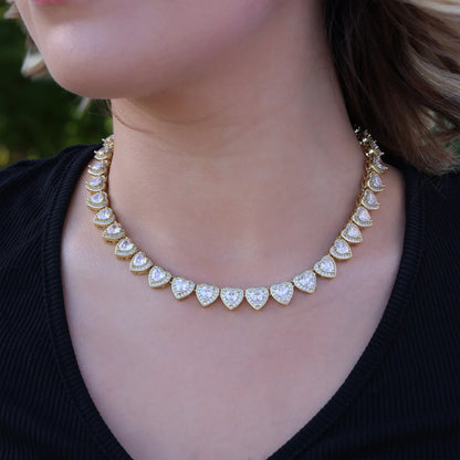 Rhinestone Hearts Necklace & Bracelet Set