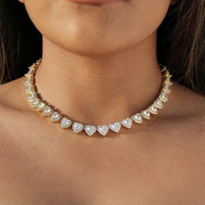 Rhinestone Hearts Necklace & Bracelet Set