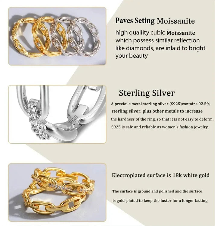 Moissanite Band Chain Link Wedding Ring