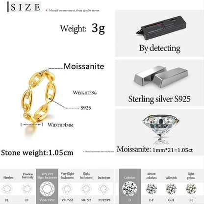 Moissanite Band Chain Link Wedding Ring