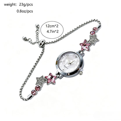 Fashion Heart Floral Diamond Inlaid Bracelet Watch