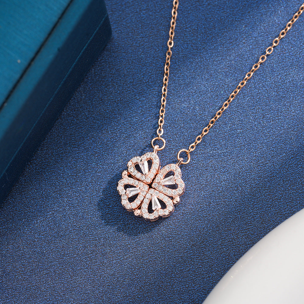 4-Leaf Clover 4 Hearts Necklace 2-Pack