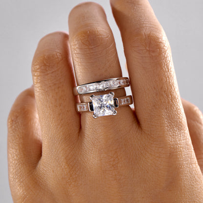 Classic Princess Cut 2-Piece Engagement & Wedding Ring Set