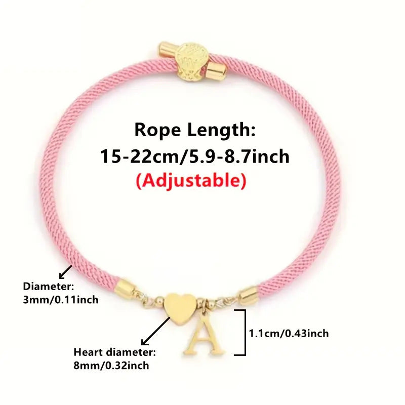2Pcs Bracelets Set, Adjustable Gold Heart Pendant Chain