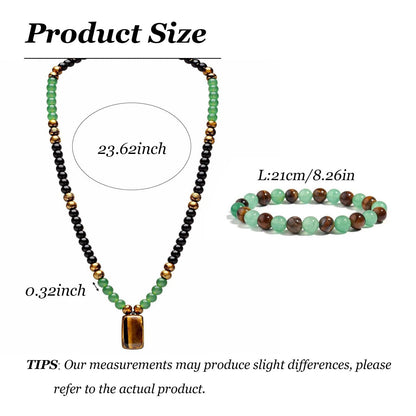 Lucky Tiger Eye & Obsidian Necklace & Bracelet Set