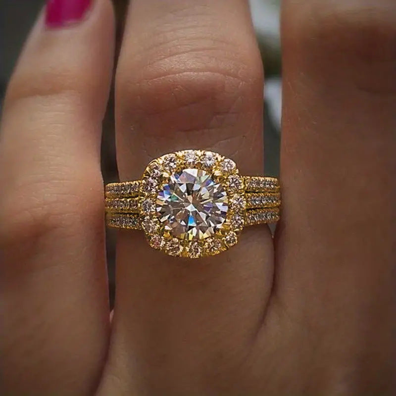 Cubic Zirconia Three-Row Eternity Ring