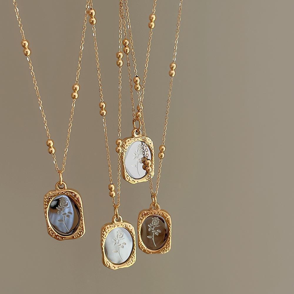 Vintage Floral Mirror Necklace