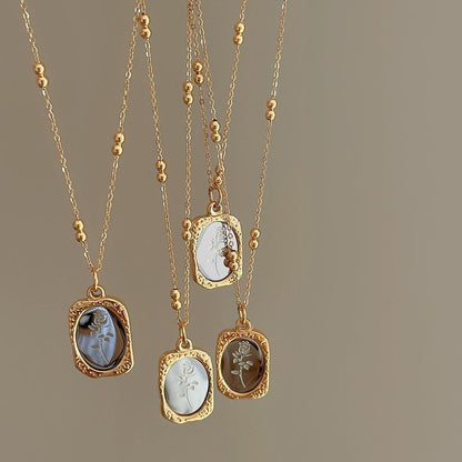 Vintage Floral Mirror Necklace