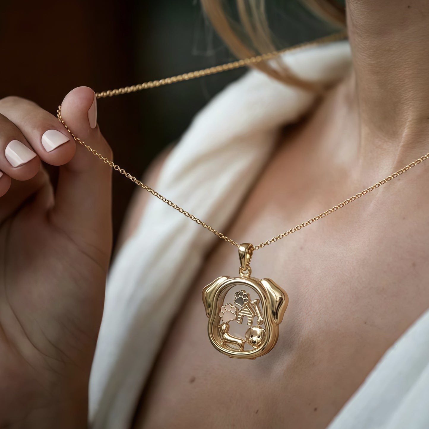 Puppy Locket Necklace Set