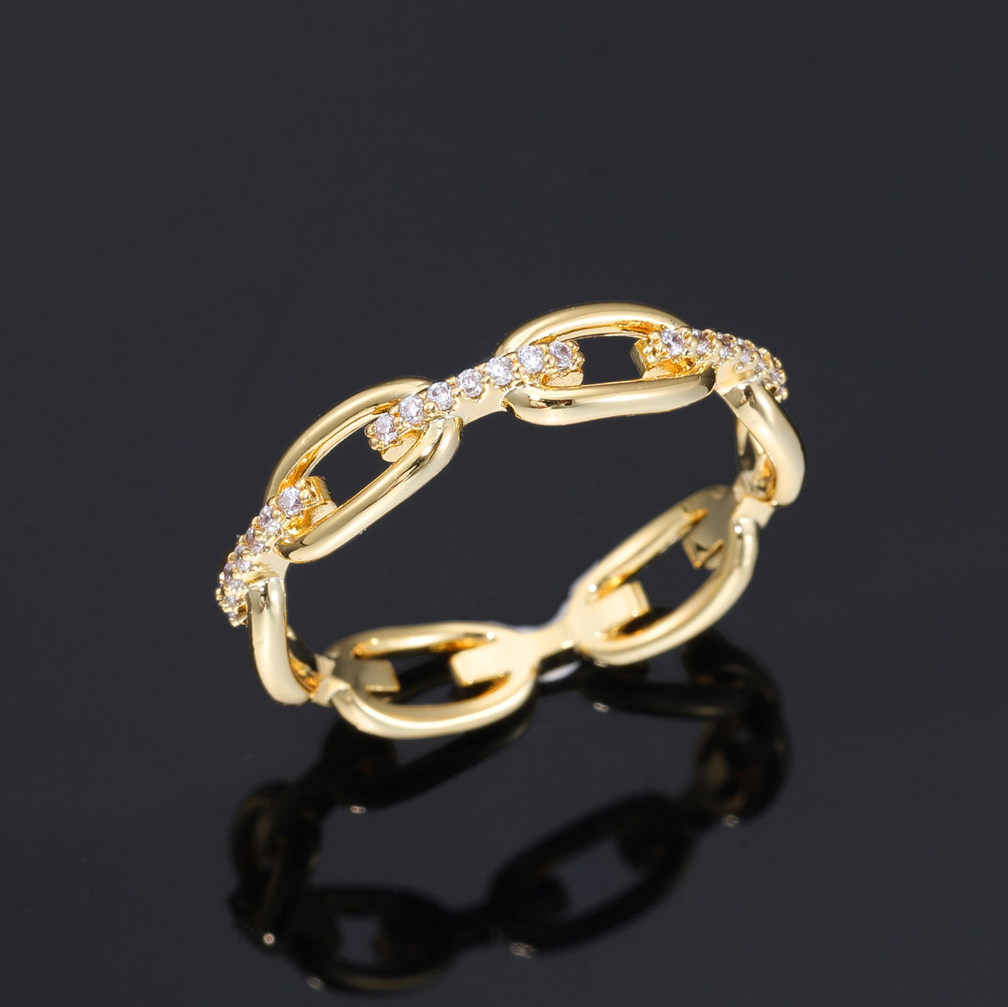 Moissanite Band Chain Link Wedding Ring