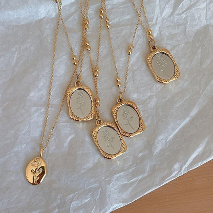 Vintage Floral Mirror Necklace