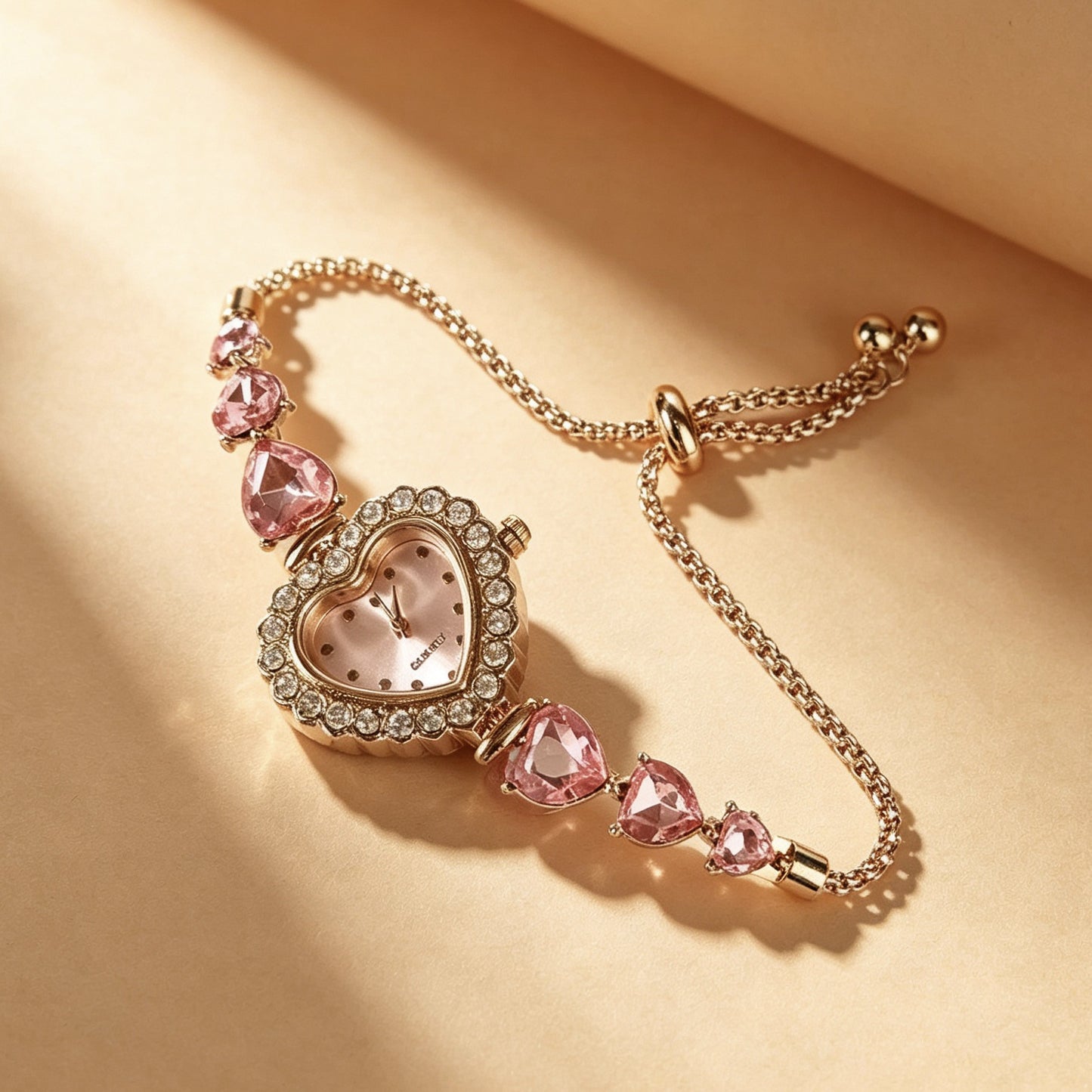 Fashion Heart Floral Diamond Inlaid Bracelet Watch
