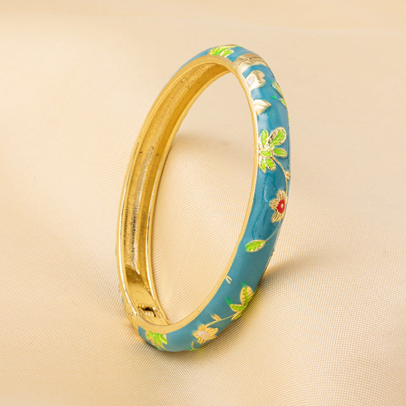 Floral Cloisonné Enamel Bangles – 2 Pack