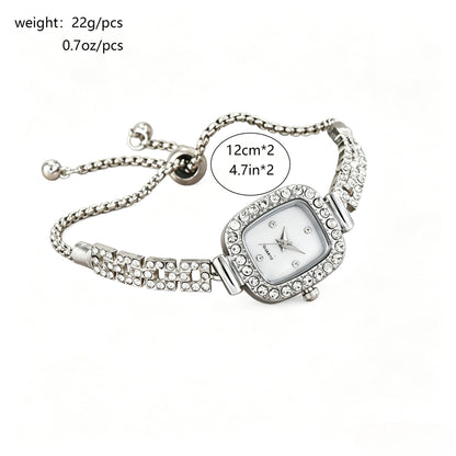 Fashion Heart Floral Diamond Inlaid Bracelet Watch