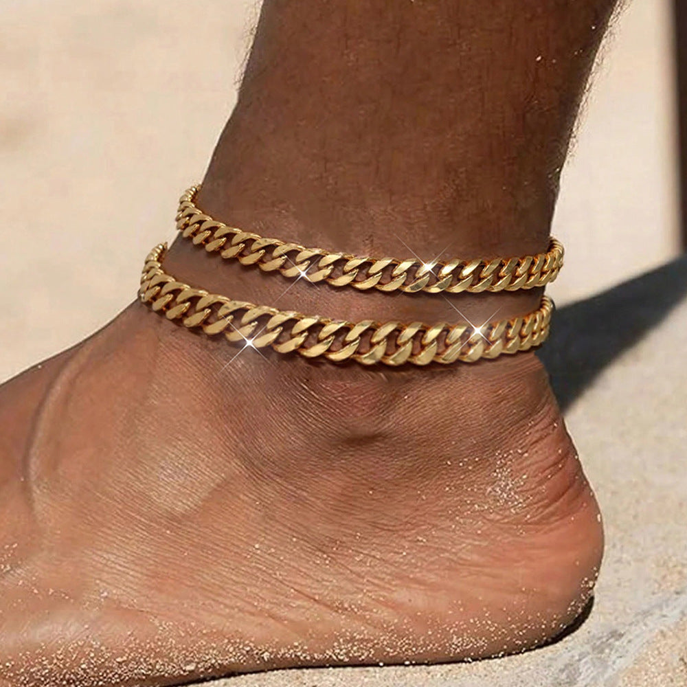 14K Gold Stackable Cuban Link Anklet