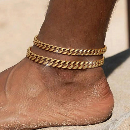 14K Gold Stackable Cuban Link Anklet