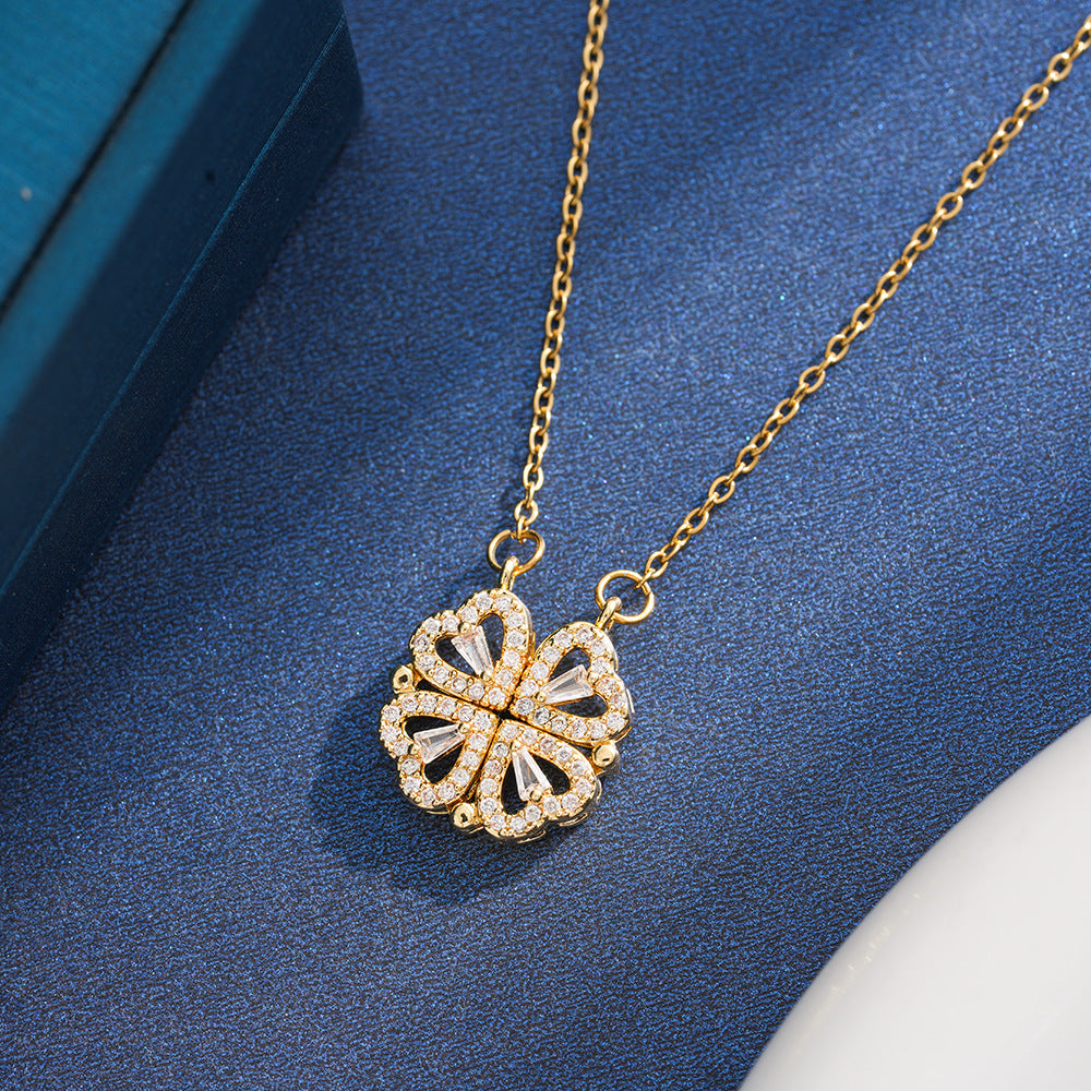 4-Leaf Clover 4 Hearts Necklace 2-Pack