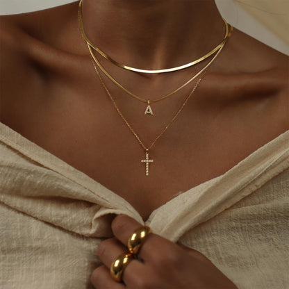 Adjustable Multi-Layer A-Z Gold Dainty Necklace Minimalist Luxury Daily Accessory