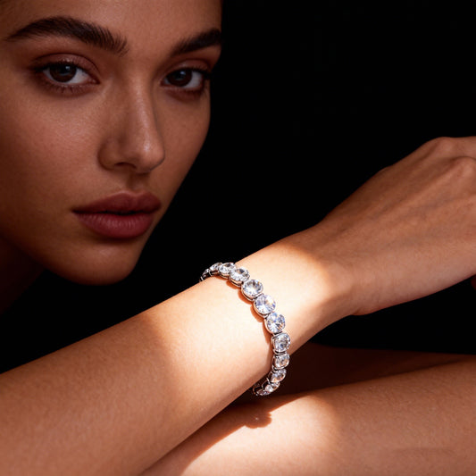 Four-Prong Round Moissanite Tennis Bracelet