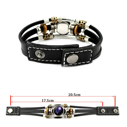 Luminous Twelve Constellations Leather Couple Bracelets 2 Pack
