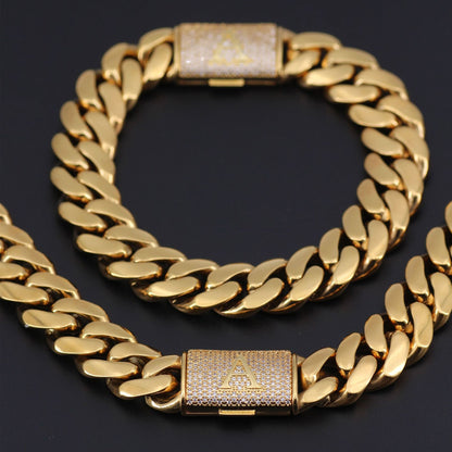 Iced Out Diamond Inlaid Cuban Chain Bracelet for Men