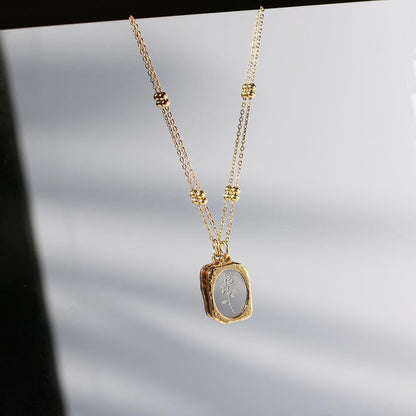Vintage Floral Mirror Necklace