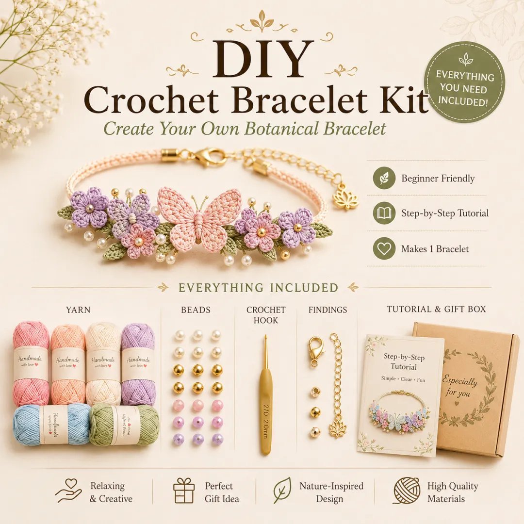 DIY Nature-Inspired Crochet Bracelet Making Kit