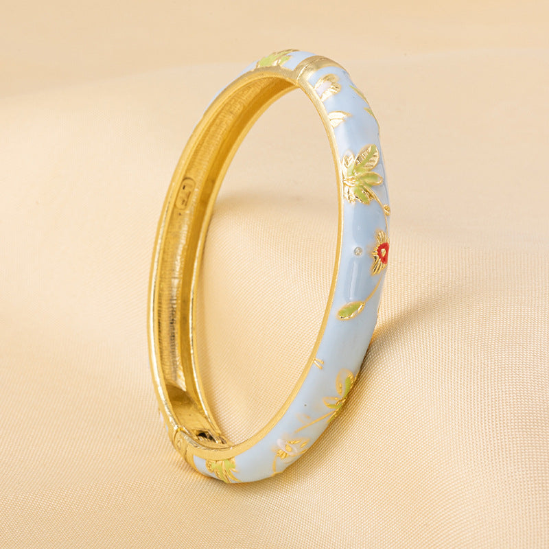 Floral Cloisonné Enamel Bangles – 2 Pack